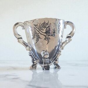 Elegant Clear‎ Glass Sugar Bowl with Floral Design